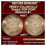 1902-p Morgan Dollar Colorfully Toned TOP POP! $1