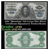 1891 $20 Large Silze Silver Certificate "Manning"