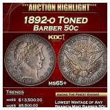 1892-o Barber Half Dollars Toned 50c ms65+ SEGS