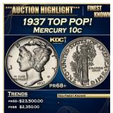1937 Proof Mercury Dime TOP POP! 10c pr68+ SEGS