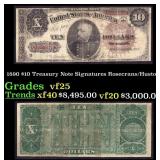 1890 $10 Treasury Note Grades vf+ Signatures Rosec