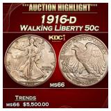 1916-d Walking Liberty Half Dollar 50c ms66 SEGS