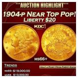 1904-p Gold Liberty Double Eagle Near Top Pop! $20