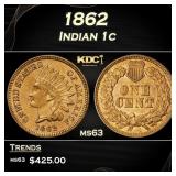 1862 Indian Cent 1c Grades ms63