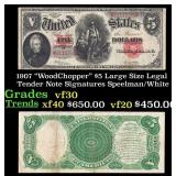 1907 $5 Large Size Legal Tender Note "WoodChopper"