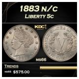 1883 n/c Liberty Nickel 5c Grades ms66