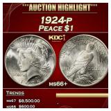 1924-p Peace Dollar $1 ms66+ SEGS