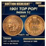 1901 Proof Indian Cent TOP POP! 1c pr67+ rb SEGS