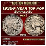 1935-p Buffalo Nickel Near Top Pop 5c ms68 SEGS