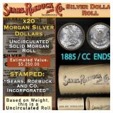 RA- SEARS 20 Coin UNC Morgan Dollar $1 Roll With C
