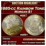 1885-cc Morgan Dollar Rainbow Toned  $1 ms65+ SEGS