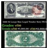 1880 $2 Large Size Legal Tender Note Grades vf++ F