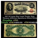 1917 $2 Large Size Legal Tender Note Thomas Jeffer