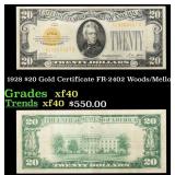 1928 $20 Gold Certificate FR-2402 Woods/Mellon Gra