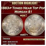 1883-p Morgan Dollar Toned Near Top Pop! $1 ms67+