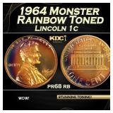 PCGS 1964 Proof Lincoln Cent Monster Rainbow Toned