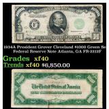 1934A $1000 Green Seal Federal Reserve Note Presid