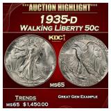 1935-d Walking Liberty Half Dollar 50c ms65 SEGS