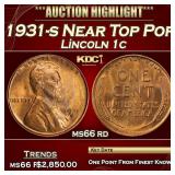 1931-s Lincoln Cent Near Top Pop 1c ms66 rd SEGS