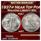 1937-p Walking Liberty Half Dollar Near Top Pop 50