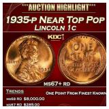 1935-p Lincoln Cent Near Top Pop 1c ms67+ rd SEGS
