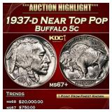 1937-d Buffalo Nickel Near Top Pop 5c ms67+ SEGS