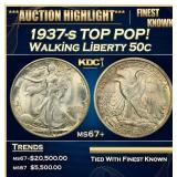 1937-s Walking Liberty Half Dollar TOP POP! 50c ms
