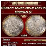 1890-cc Morgan Dollar Toned Near Top Pop $1 ms66 S