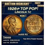 1926-p Lincoln Cent TOP POP! 1c ms68 RD SEGS