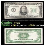 1934A $500 Green Seal Federal Reserve Note Preside