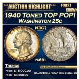 1940 Proof Washington Quarter Toned TOP POP! 25c p