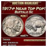 1917-p Buffalo Nickel Near Top Pop! 5c ms67+ SEGS