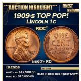 1909-s Lincoln Cent TOP POP! 1c ms67+ RD SEGS