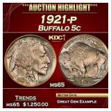 1921-p Buffalo Nickel 5c ms65 SEGS