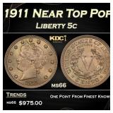 1911 Liberty Nickel Near Top Pop 5c ms66 SEGS