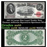 1917 $2 Large Size Legal Tender Note Thomas Jeffer