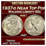 1937-d Walking Liberty Half Dollar Near Top Pop 50