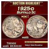 1925-d Buffalo Nickel 5c ms65 SEGS