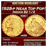 1928-p Gold Indian Quarter Eagle Near Top Pop! $2