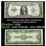 1923 $1 large size Silver Certificate Grades vf++