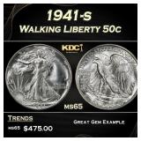 1941-s Walking Liberty Half Dollar 50c Grades ms65