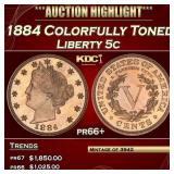 1884 Proof Liberty Nickel Colorfully Toned 5c pr66