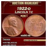 1922-d Lincoln Cent 1c ms66 rb SEGS