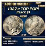 1927-p Peace Dollar TOP POP! $1 ms66 SEGS