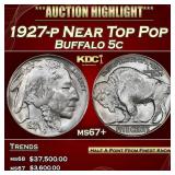 1927-p Buffalo Nickel Near Top Pop 5c ms67+ SEGS