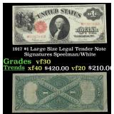 1917 $1 Large Size Legal Tender Note Grades vf++ S