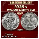 1936-s Walking Liberty Half Dollar 50c ms66 SEGS