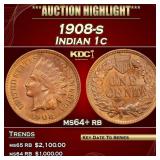 1908-s Indian Cent 1c ms64+ rb SEGS