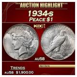 1934-s Peace Dollar $1 au58 SEGS