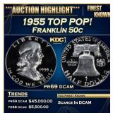 1955 Proof Franklin Half Dollar TOP POP! 50c pr69
